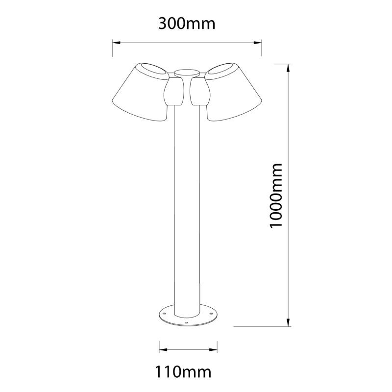 Double Steel Bollard 2xGU10 Max 35W IP44