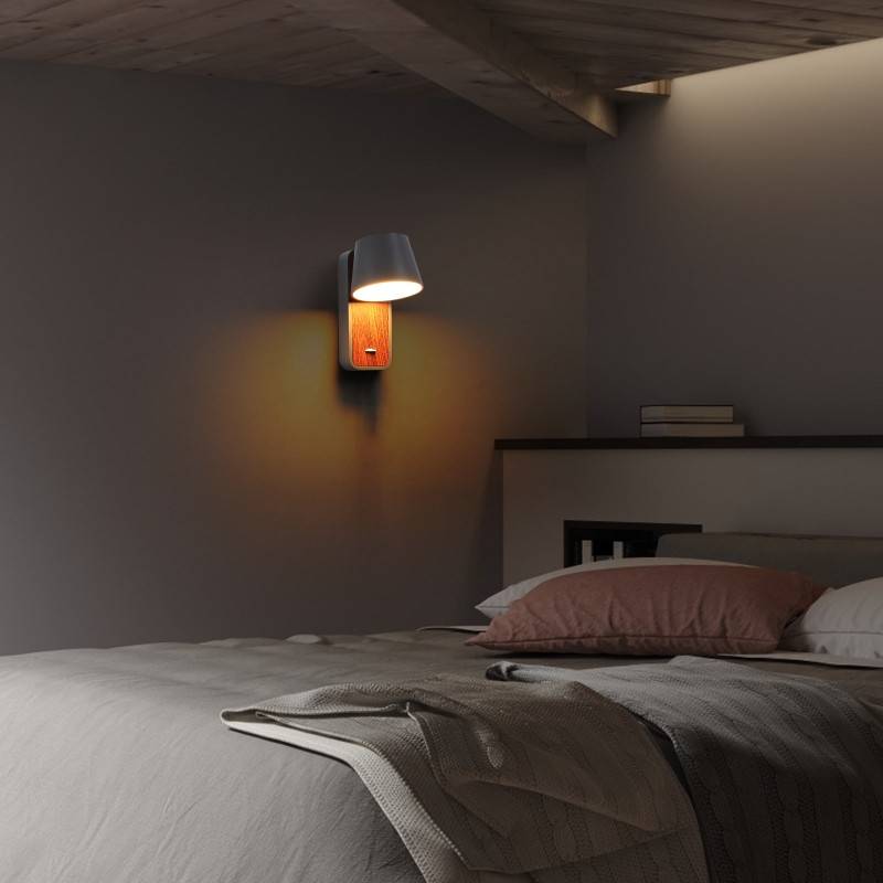 KOPPEN" 6W 2700K Rotating Wooden LED Bedroom Wall Light "KOPPEN" 6W 2700K
