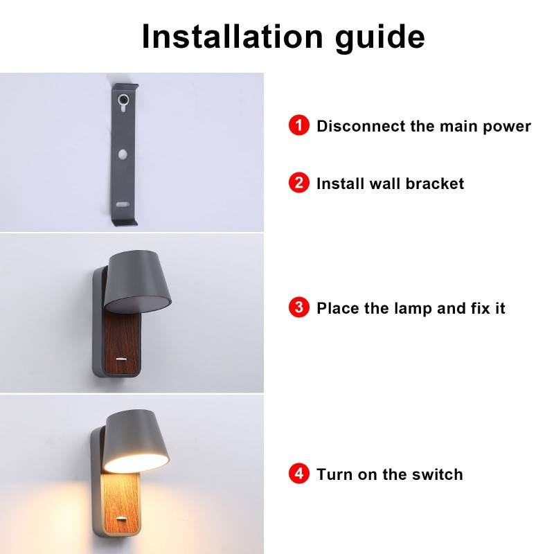 KOPPEN" 6W 2700K Rotating Wooden LED Bedroom Wall Light "KOPPEN" 6W 2700K