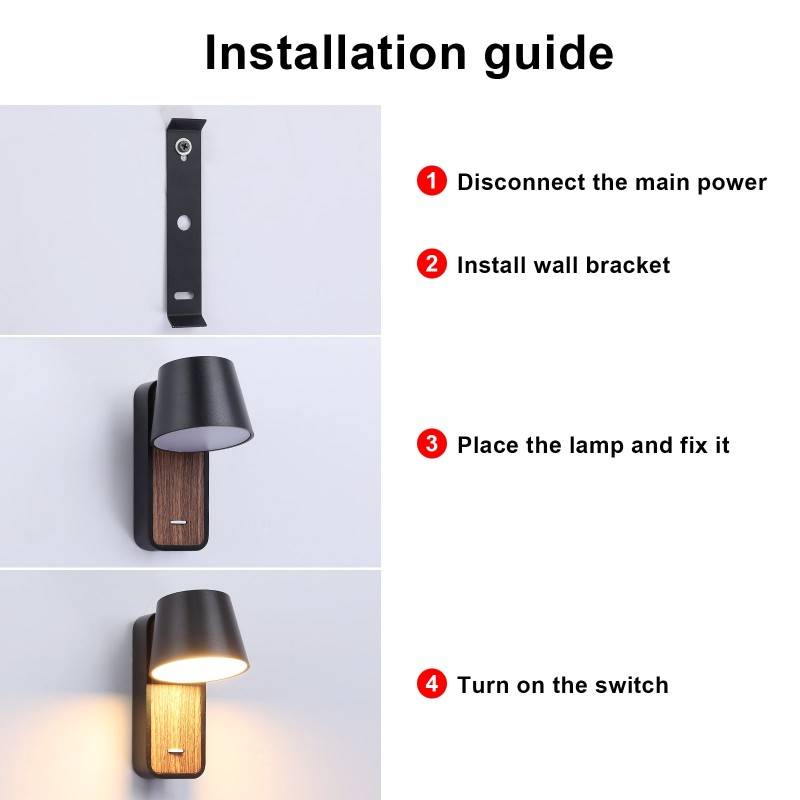 KOPPEN" 6W 2700K Rotating Wooden LED Bedroom Wall Light "KOPPEN" 6W 2700K