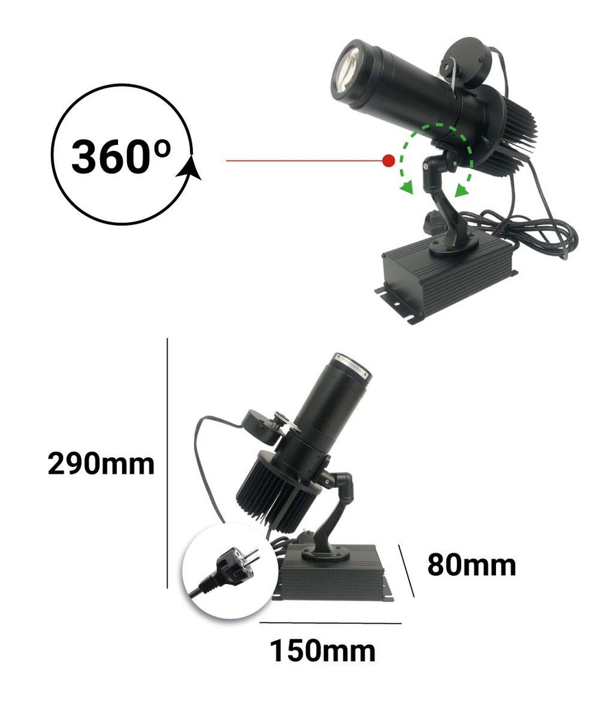 Proyector de logos LED GOBO 30W Interior Rotativo