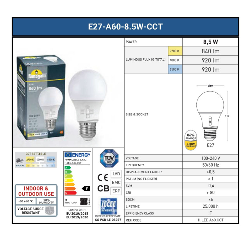 FUMAGALLI "Artu/Anna" outdoor street lamp - 1xE27 - CCT - IP55