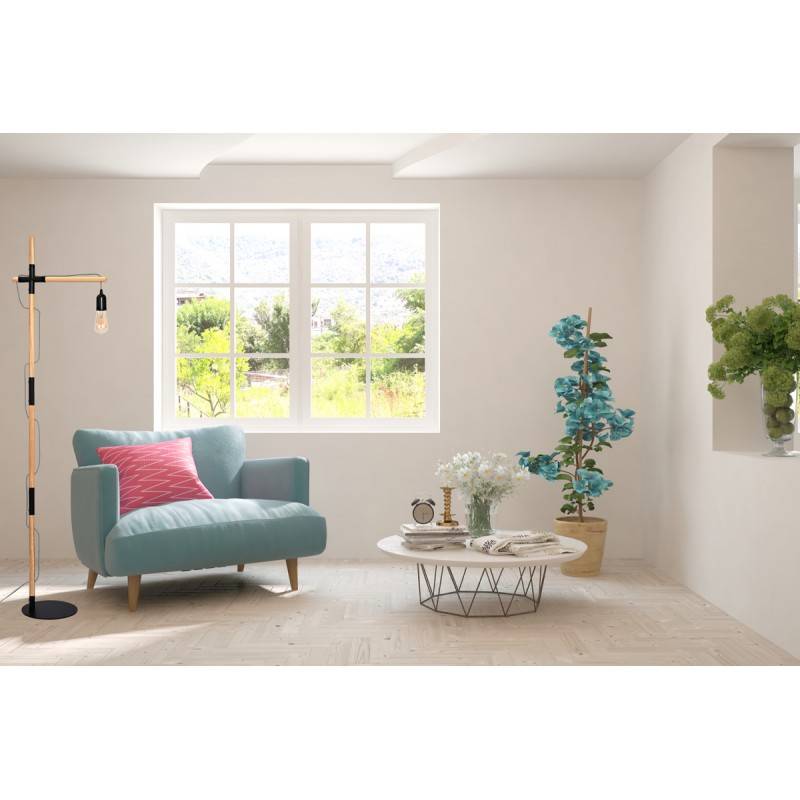 Floor lamp wood and aluminum "Natural Wood".