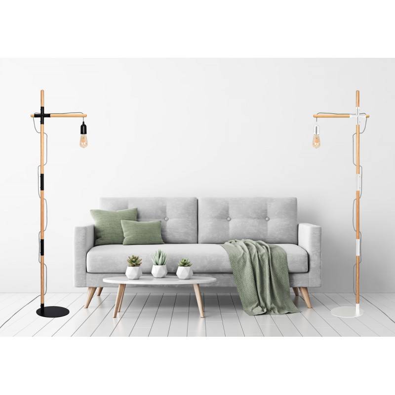 Floor lamp wood and aluminum "Natural Wood".