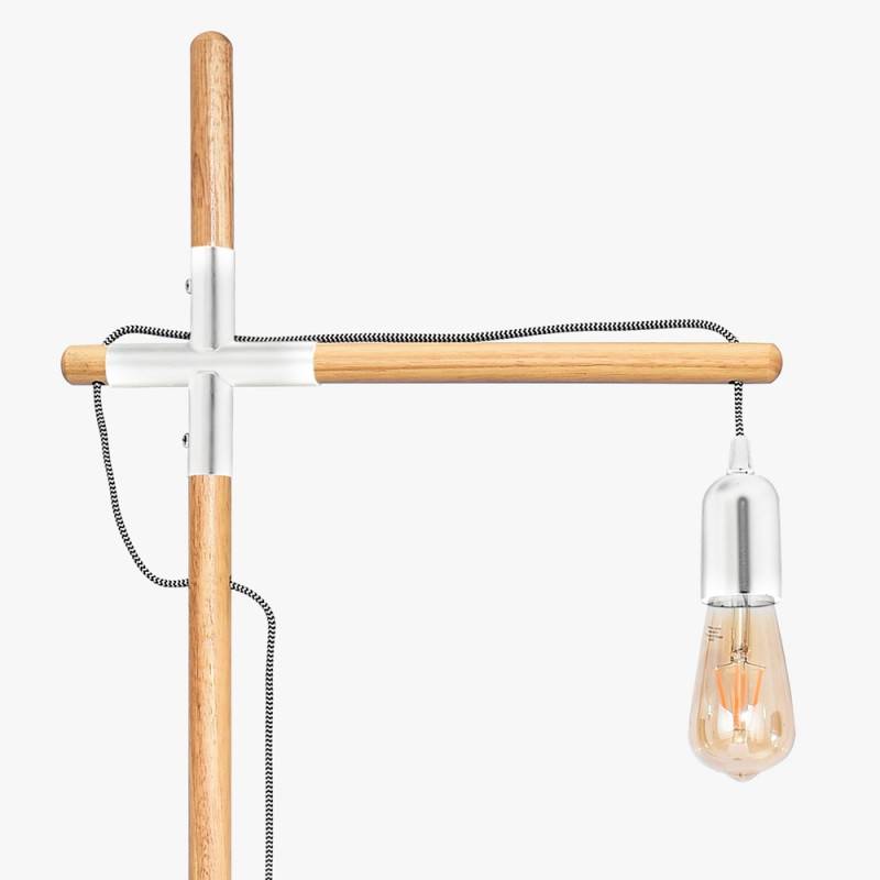 Floor lamp wood and aluminum "Natural Wood".