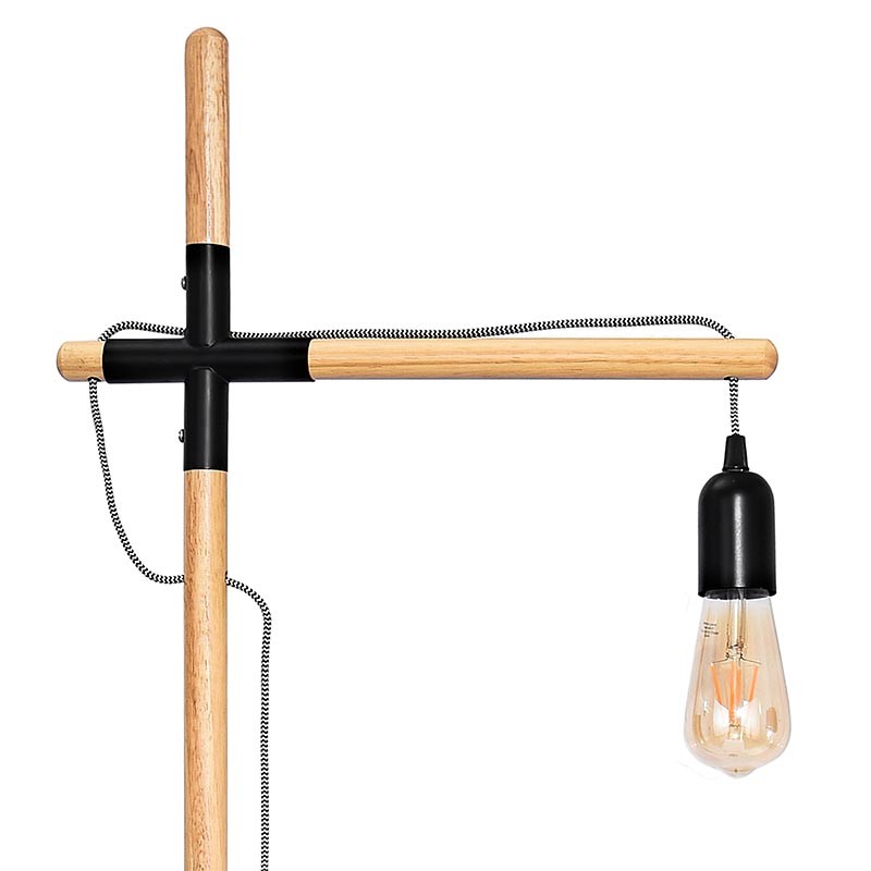 Floor lamp wood and aluminum "Natural Wood".