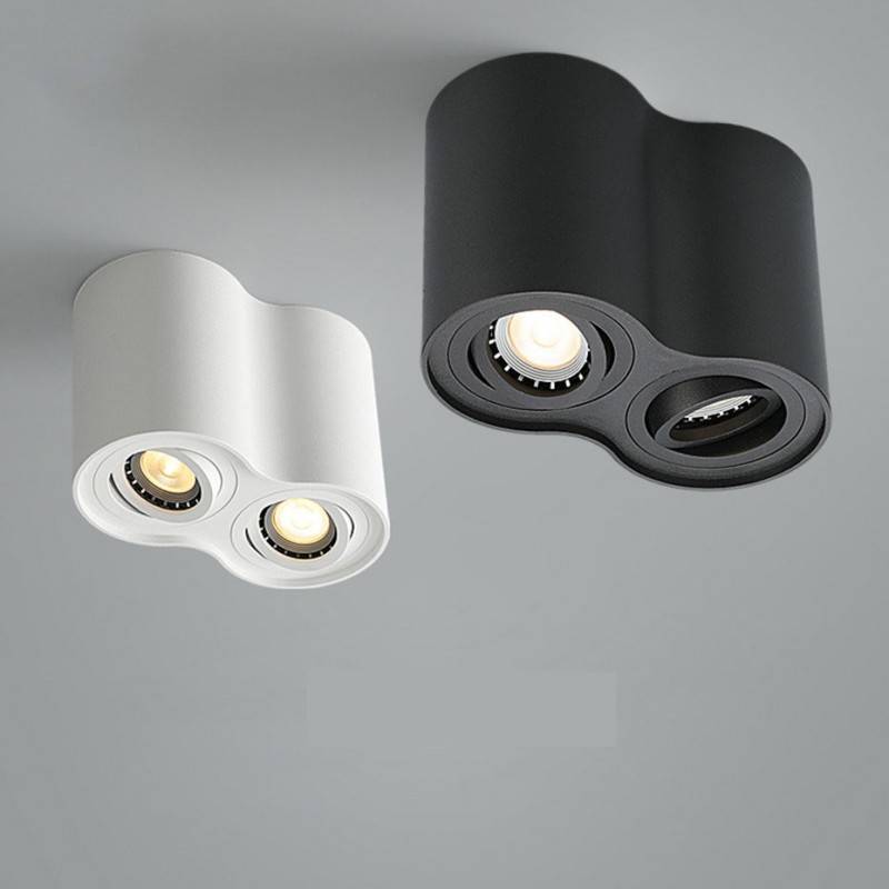 Double aluminum ceiling light "TUB" - Adjustable - 2xGU10