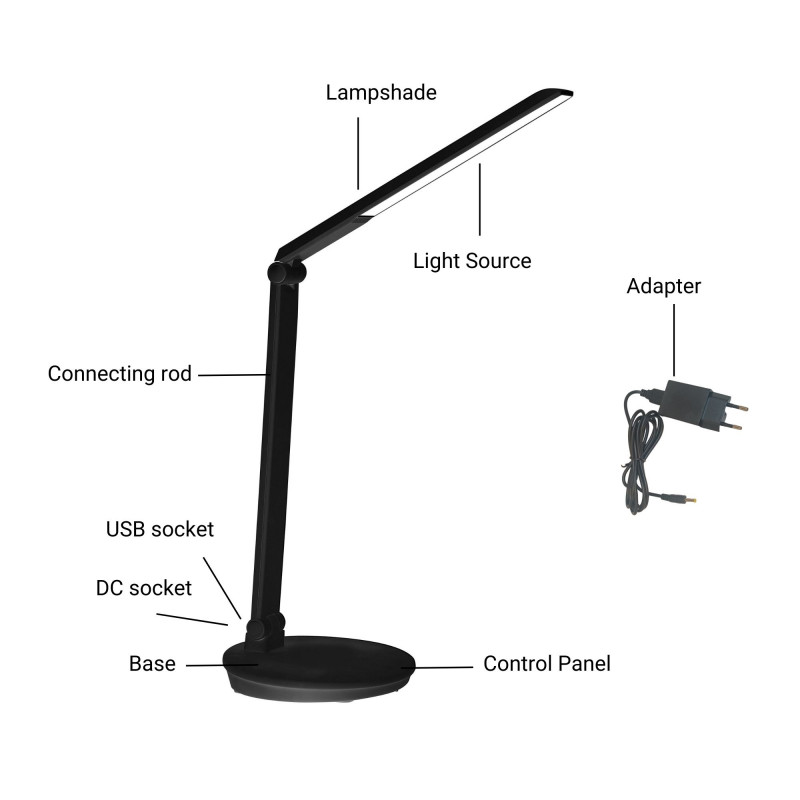 LED Desk Lamp with USB - Dimmable - CCT - 4W