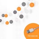 LED Garland cotton balls 20 Balls with USB 3m-IP44-4cm