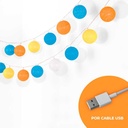 LED Garland cotton balls 20 Balls with USB 3m-IP44-4cm