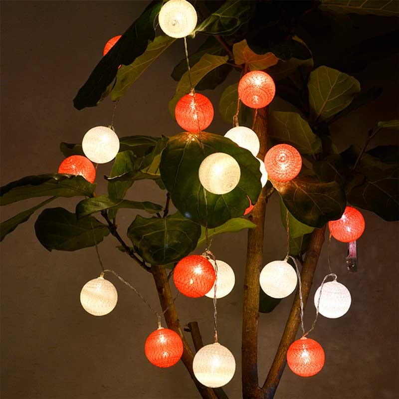 LED Garland cotton balls 20 Balls with USB 3m-IP44-4cm