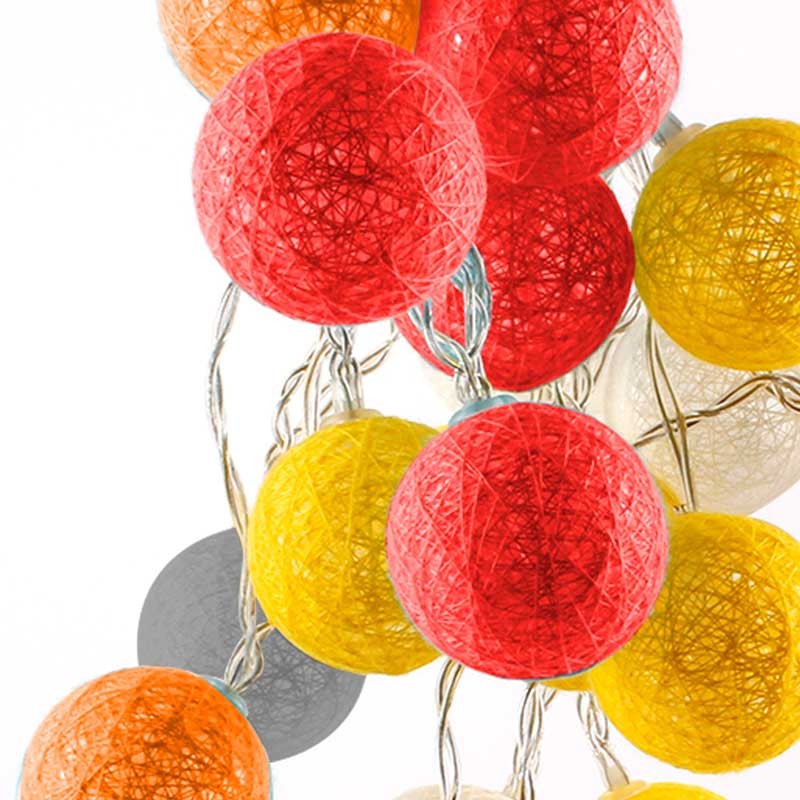 LED Garland cotton balls 20 Balls with USB 3m-IP44-4cm