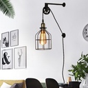 Clockwell" cage pendant lamp - With plug and switch - E27