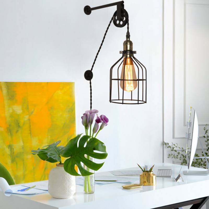 Clockwell" cage pendant lamp - With plug and switch - E27