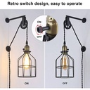 Clockwell" cage pendant lamp - With plug and switch - E27