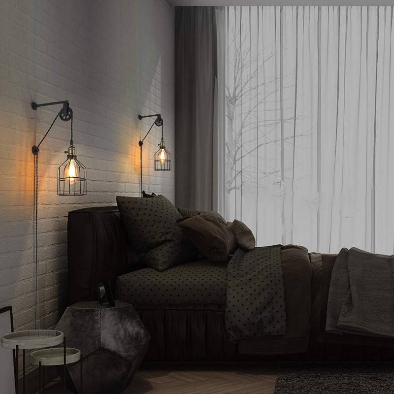 Clockwell" cage pendant lamp - With plug and switch - E27