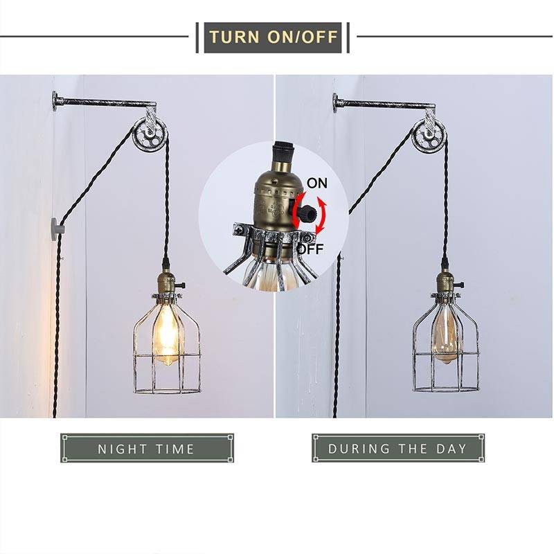 Clockwell" cage pendant lamp - With plug and switch - E27