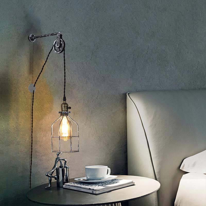 Clockwell" cage pendant lamp - With plug and switch - E27