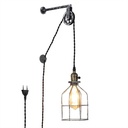 Clockwell" cage pendant lamp - With plug and switch - E27