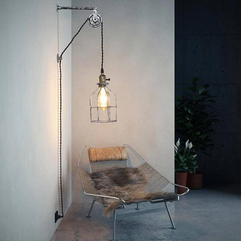 Clockwell" cage pendant lamp - With plug and switch - E27