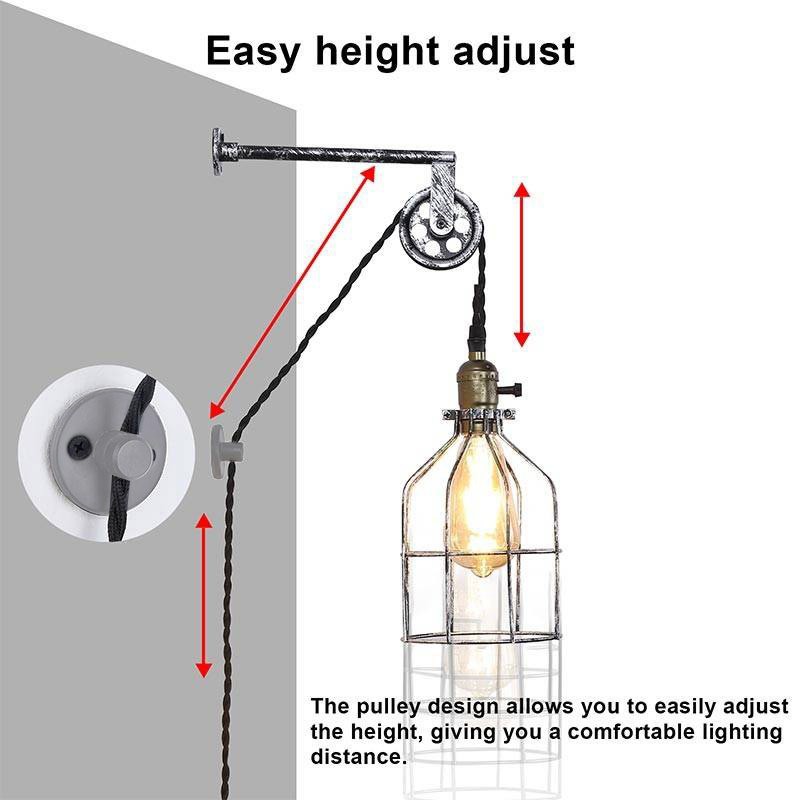 Clockwell" cage pendant lamp - With plug and switch - E27