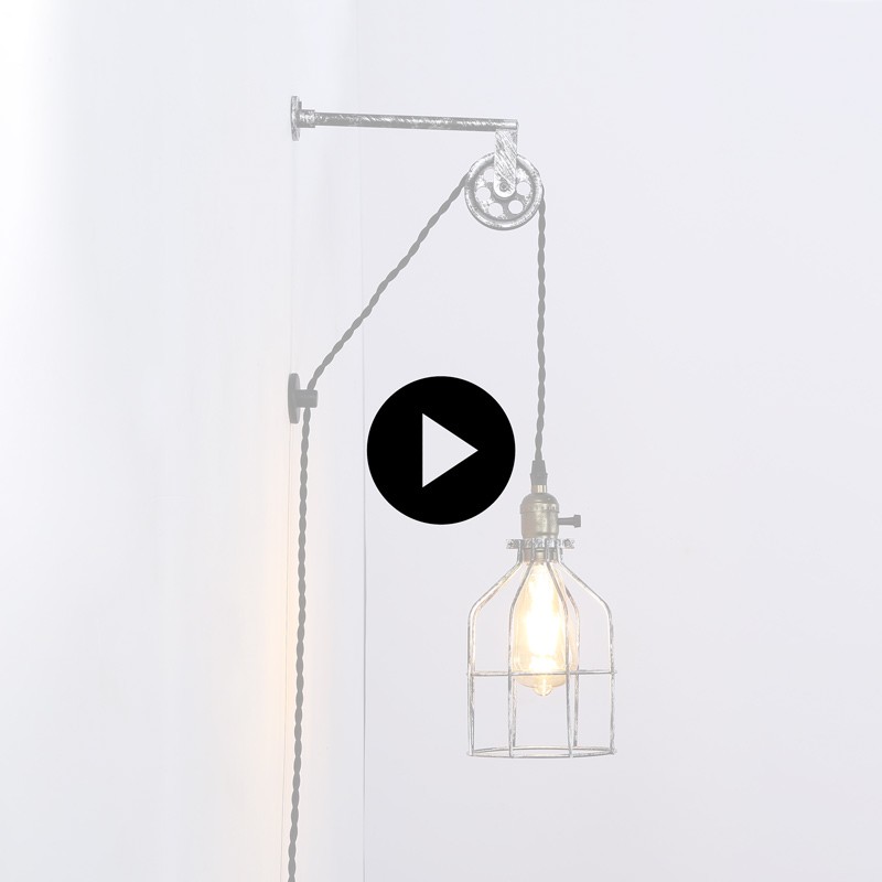 Clockwell" cage pendant lamp - With plug and switch - E27
