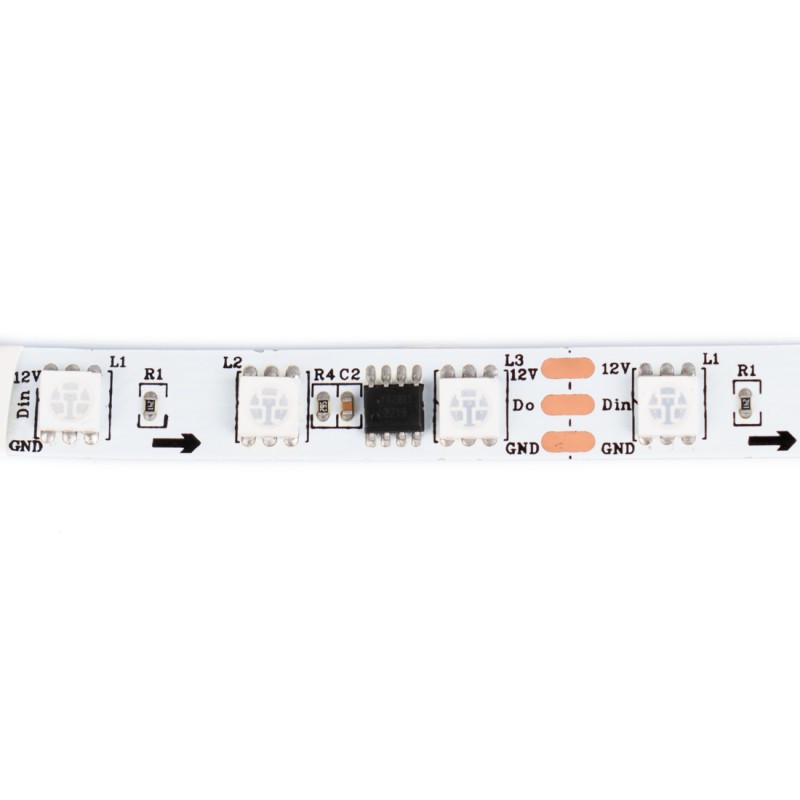 Smart LED Strip IC RGB 12V DC - 14,4 W/m - IP20 - 60 LED/m - Width 10mm - 5 meters