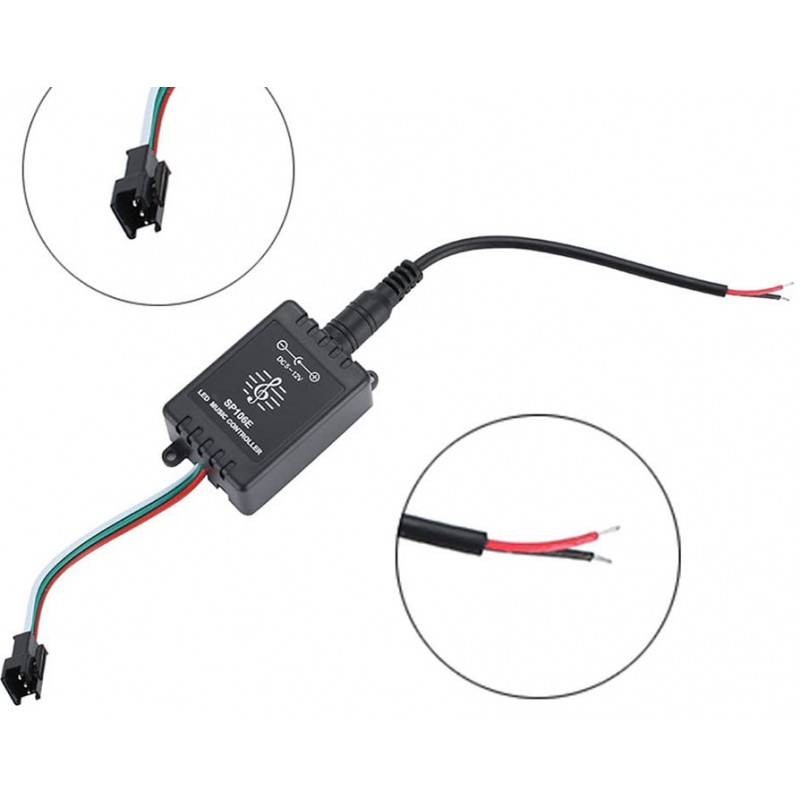 IC Pixel RGB/RGBW LED music controller with remote control - 5-12V DC - 600 pixels