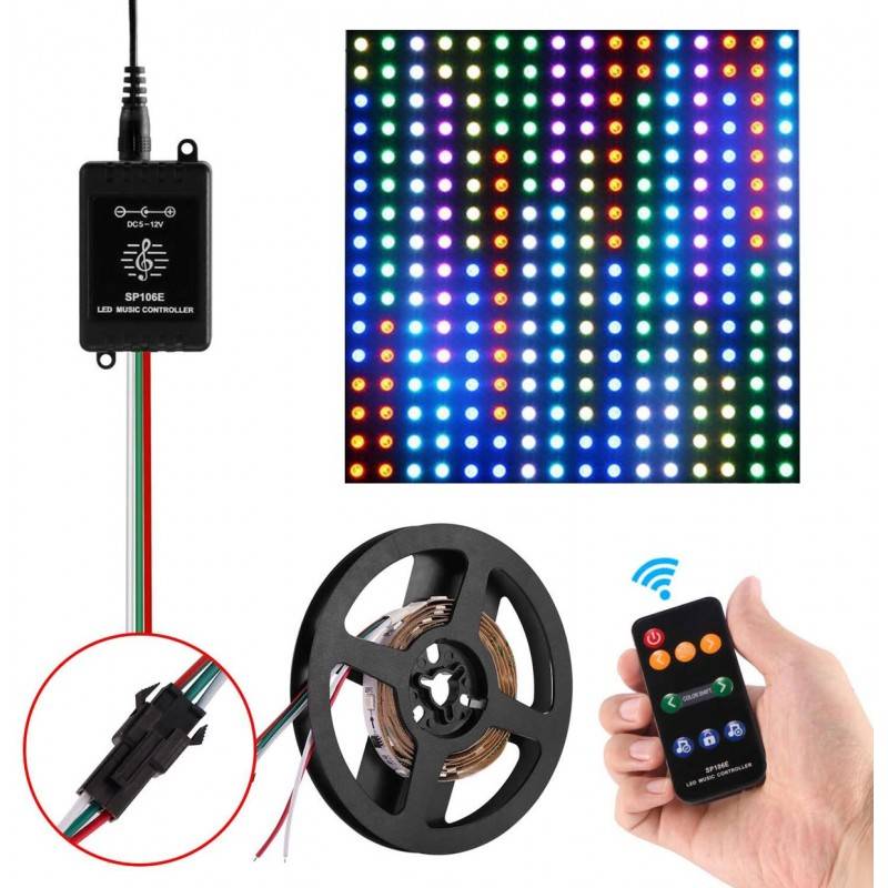 IC Pixel RGB/RGBW LED music controller with remote control - 5-12V DC - 600 pixels