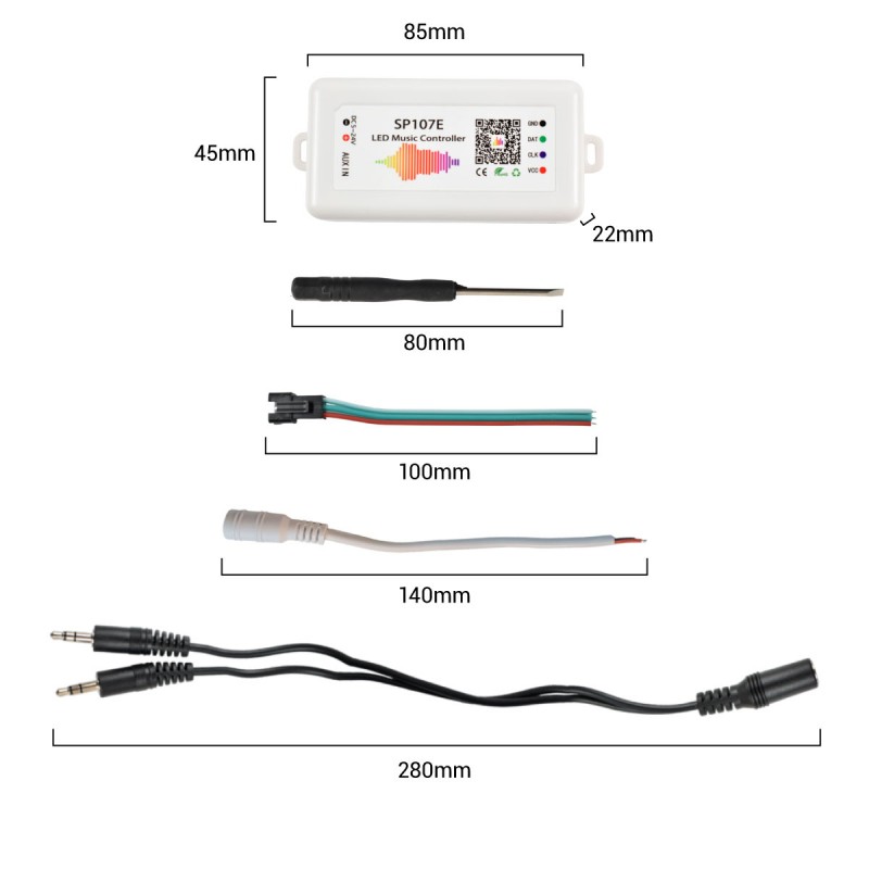 LED music controller IC Pixel RGB/RGBW Bluetooth - 5-24V DC - 960 pixels