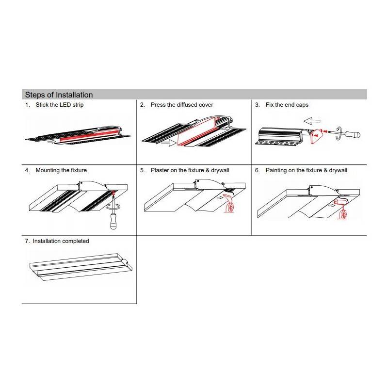 LED strip profile integration / trimless - 18x15mm - With diffuser - 2 meters