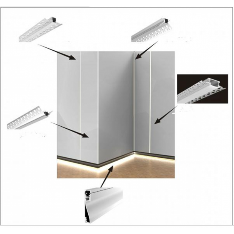 LED strip profile integration / trimless - 18x15mm - With diffuser - 2 meters