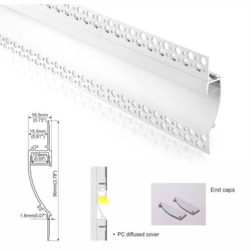 LED strip profile integration / trimless - 18x15mm - With diffuser - 2 meters