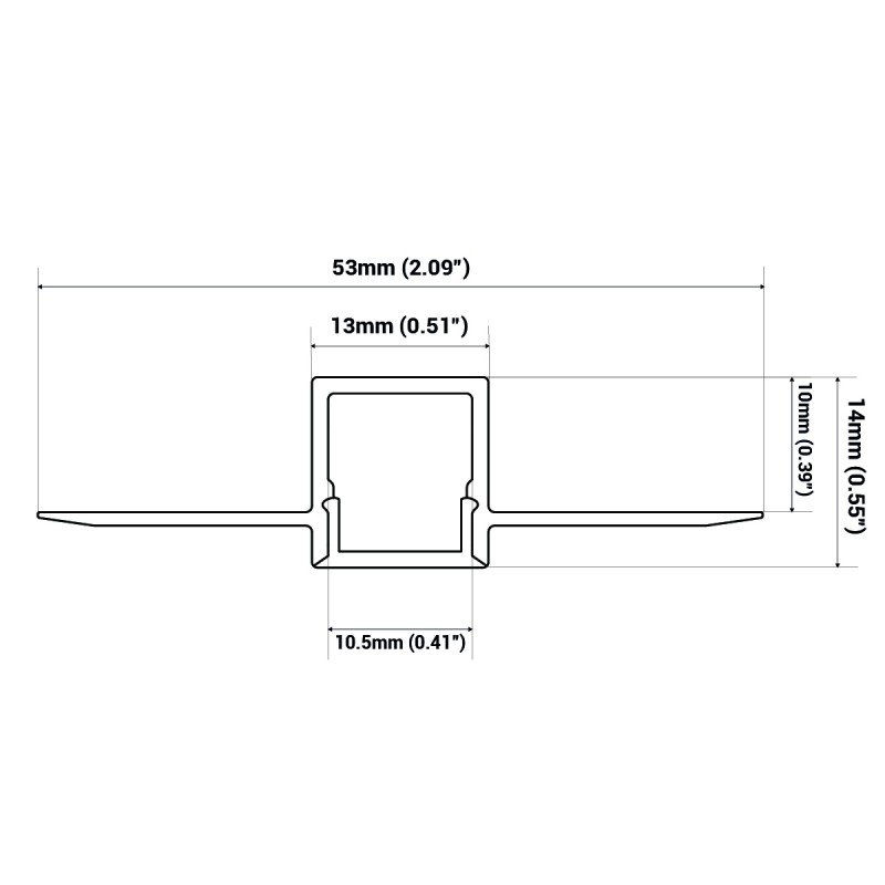 LED strip profile integration / trimless - 13x14mm - With diffuser - 2 meters