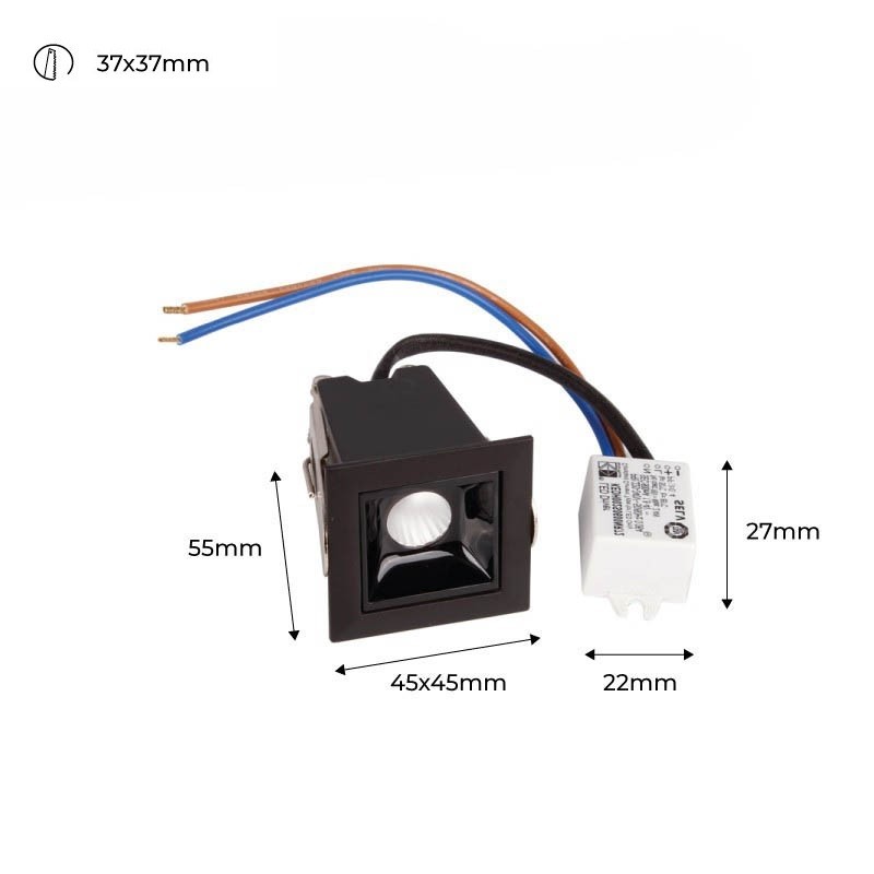 Recessed linear LED downlight - 2W - UGR18 - CRI90 - OSRAM Chip