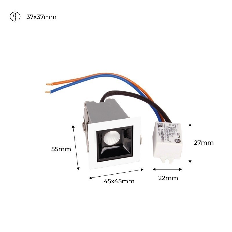 Recessed linear LED downlight - 2W - UGR18 - CRI90 - OSRAM Chip