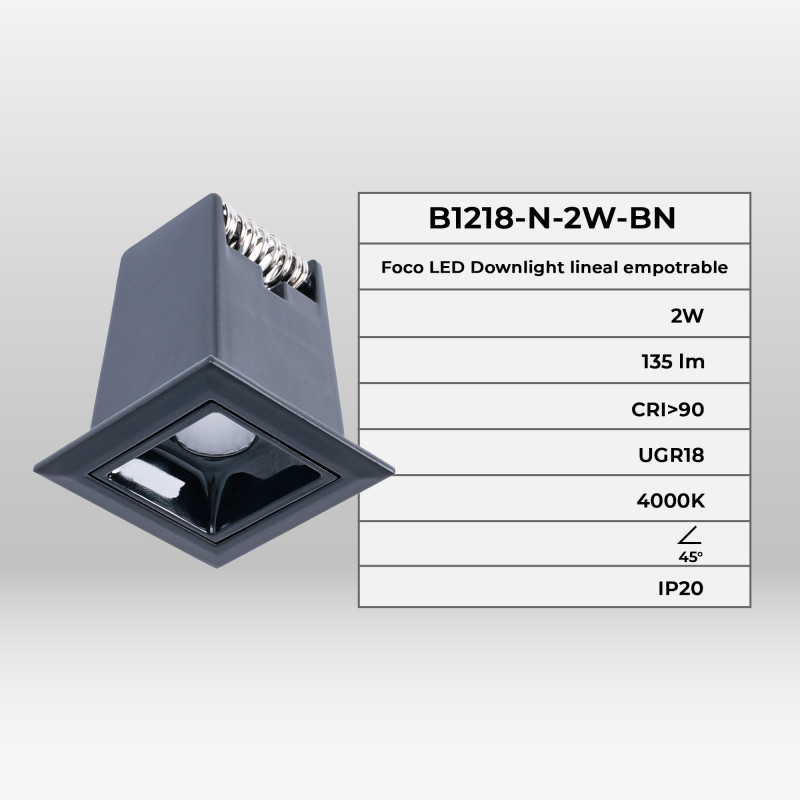 Recessed linear LED downlight - 2W - UGR18 - CRI90 - OSRAM Chip