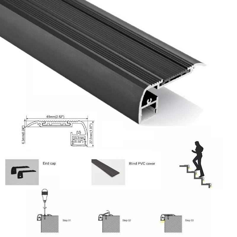 Profile LED strip for stairs - 65X27.5mm - With diffuser - 2 meters
