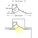 LED Strip Profile 94x34 Trimless Top/Bottom Corner (2m)