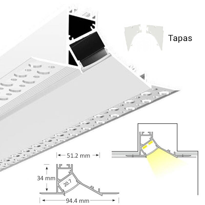 LED Strip Profile 94x34 Trimless Top/Bottom Corner (2m)
