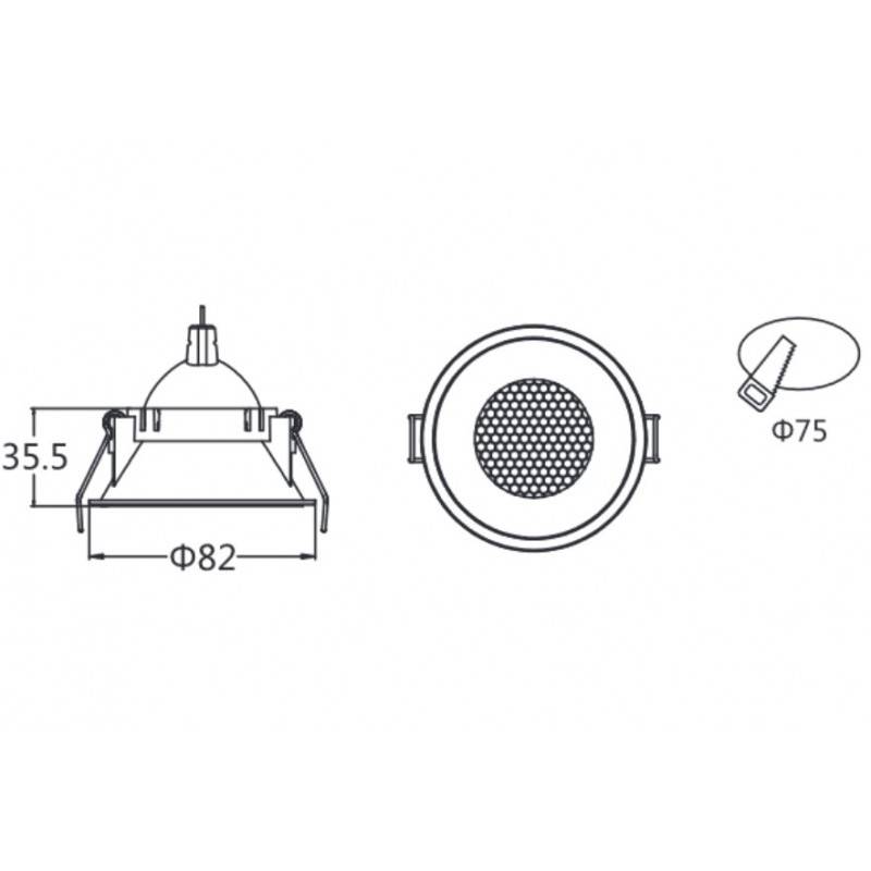 Recessed ring Ø75mm MR16, GU10 low UGR