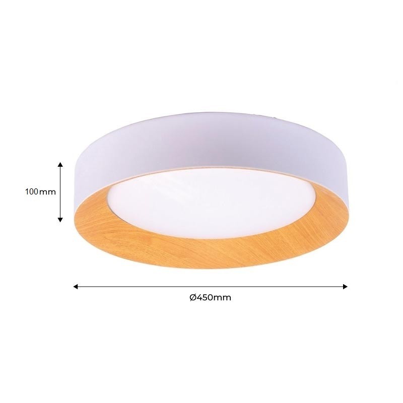 LED ceiling lamp ceiling type - Wood effect - CCT - Ø450mm - 28W