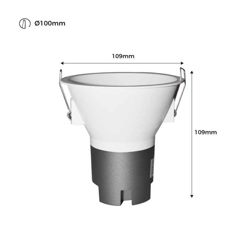 Recessed LED spotlight 11W "KOPPA"- Optics 15º - Cut Ø 100mm - Low UGR