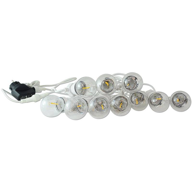 LED garland white cable 10 LED bulbs 3000ºK - 8 meters
