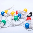 Multicolor LED garland white wire 10 LED bulbs - 8 meters