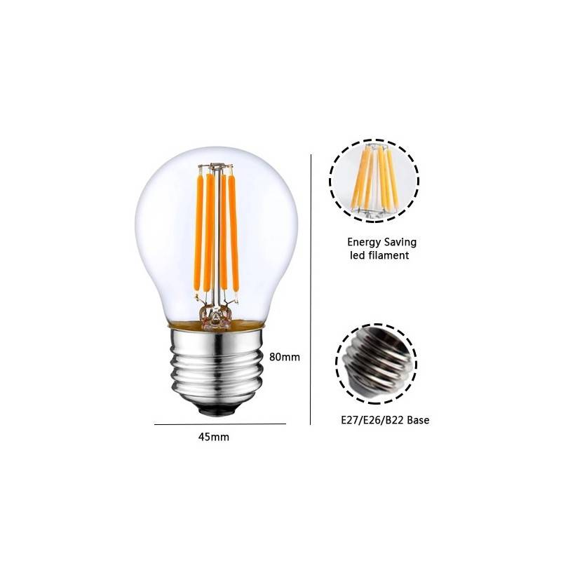 E27 G45 sphere LED filament bulb - 5W