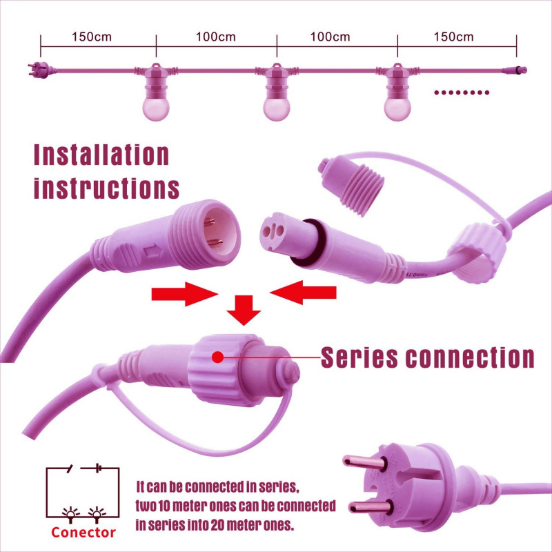 Decorative garland of 10 meters for outdoor interconnectable 10 meters