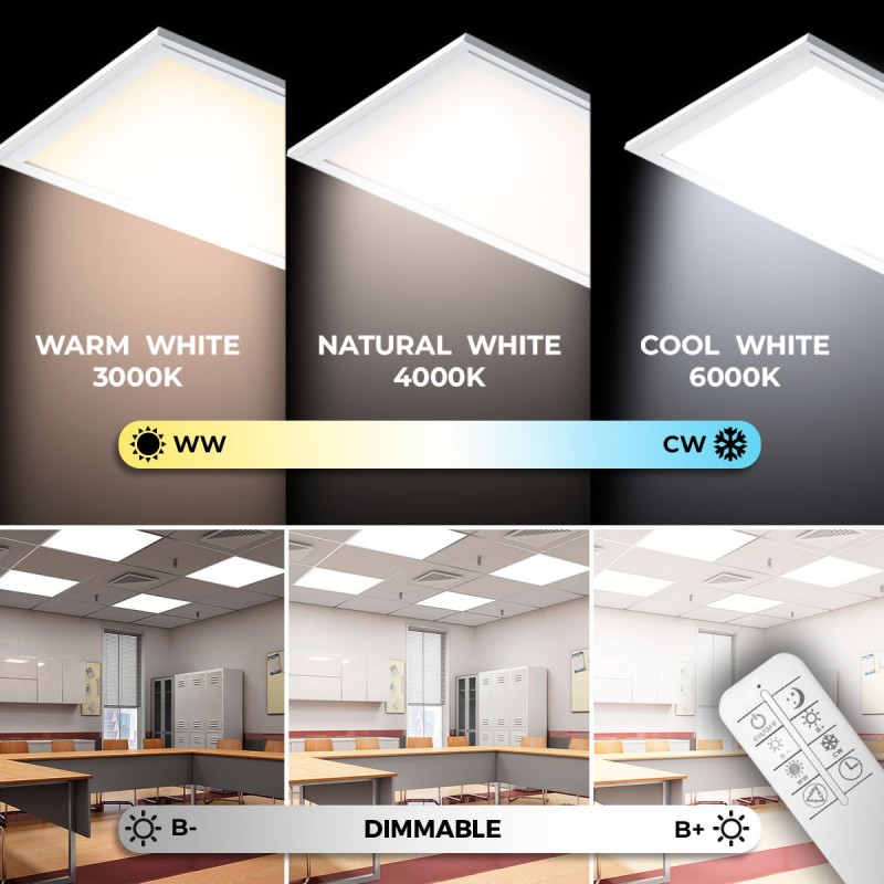 LED slim CCT surface panel 60 x 60- Dimmable with remote control - 40W - With mounting KIT