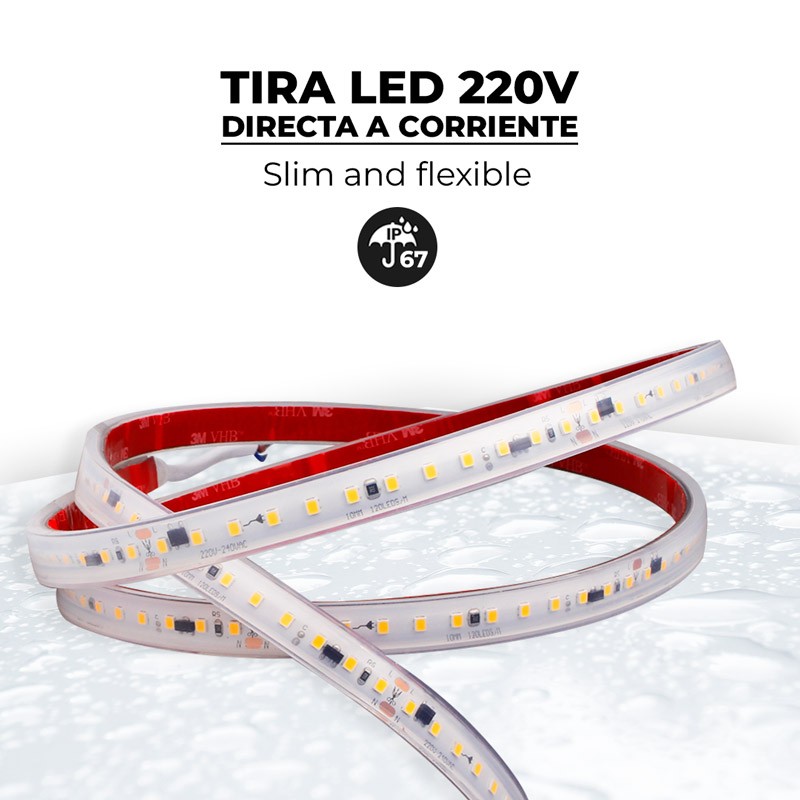 LED Strip 220V - 300W (2400xSMD2835) - 12mm - Outdoor use: IP67 - 20 meter roll