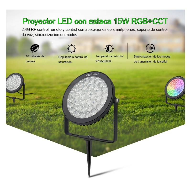LED garden spotlight with spike 15W RGB+CCT RF/WiFi control : Mi Light
